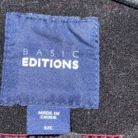 Classic Black Button Up Wool Blend Winter Coat Basic Editions Womens Size S - Picture 3 of 10